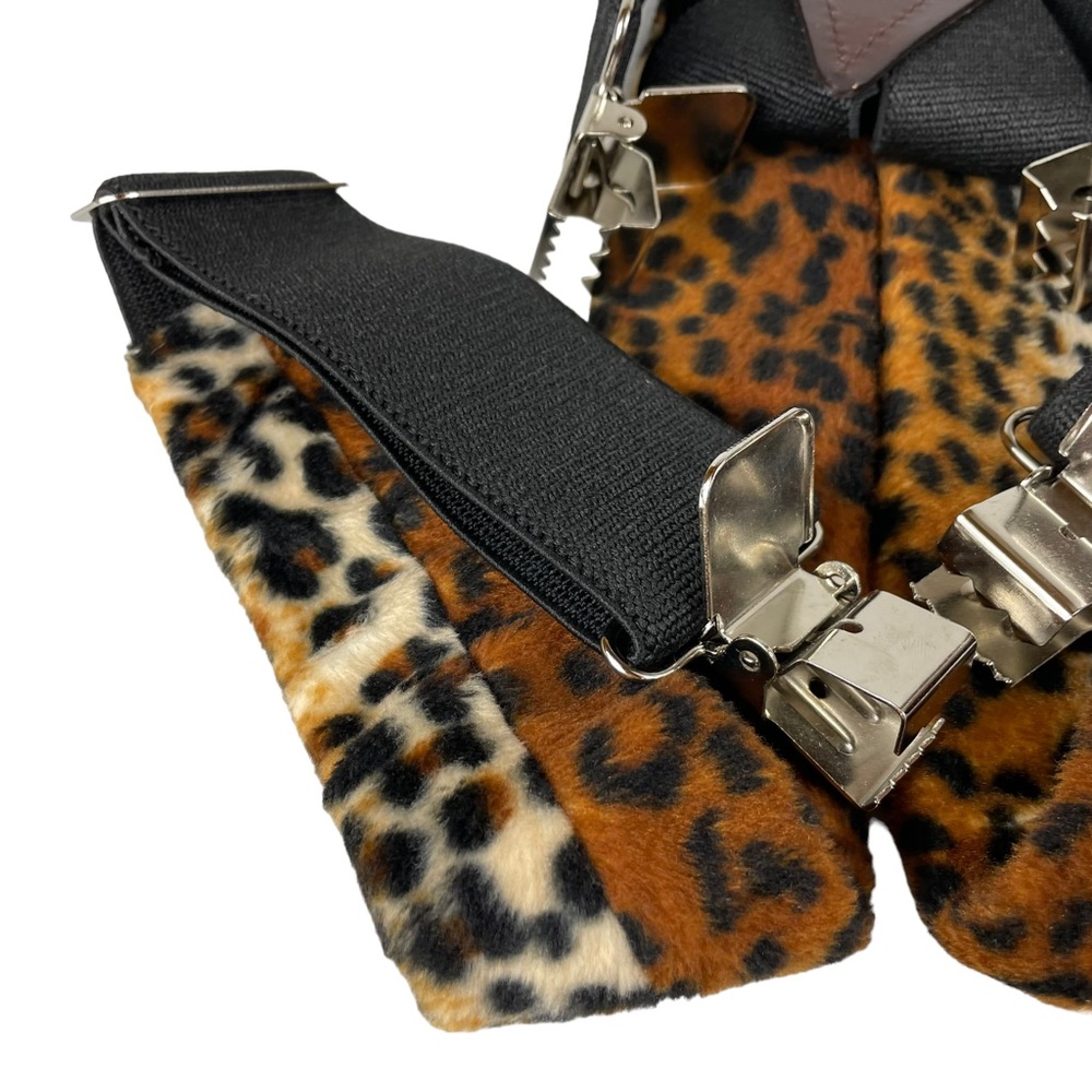 Handmade Cheetah Print Suspenders Alligator Clip 2x2 Faux Fur Halloween Costume - Picture 12 of 16